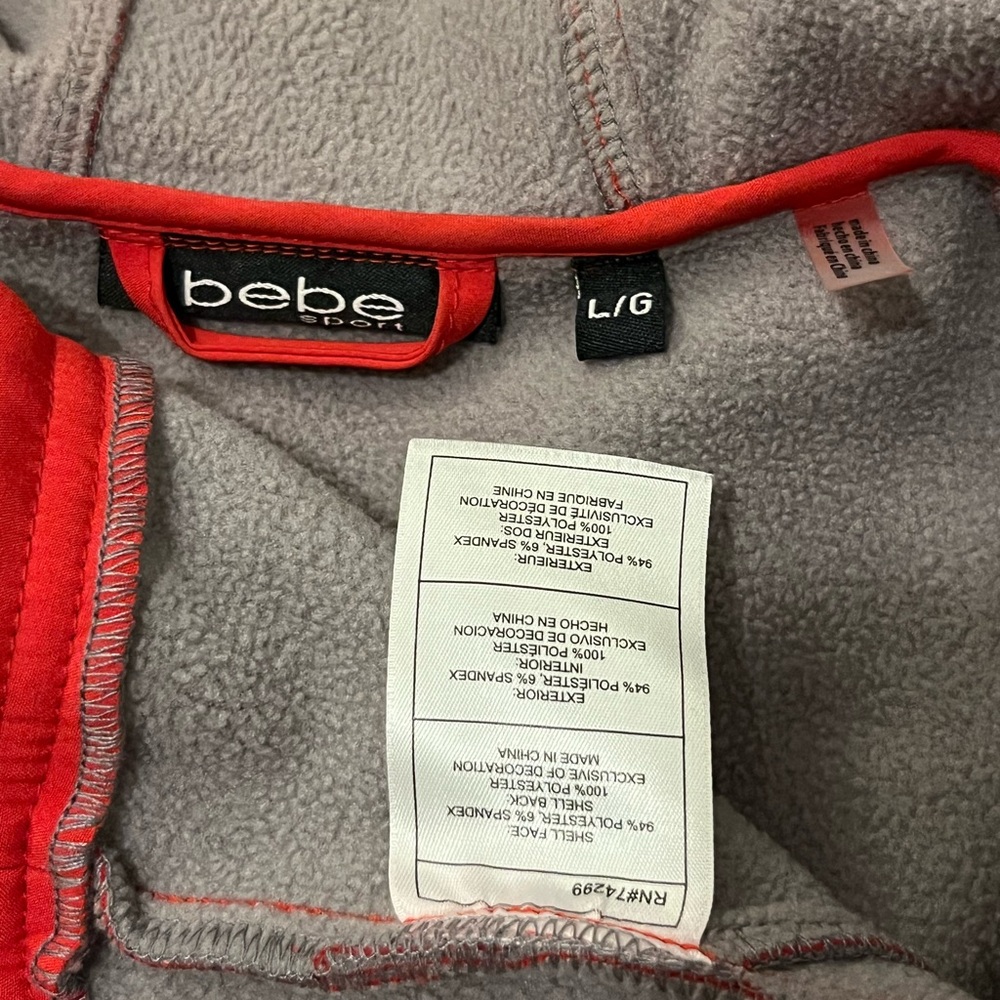 Bebe Women's Red Full Zip-Up Hoodie Lightweight Rain Waterproof Jacket S/M/L - Picture 7 of 8